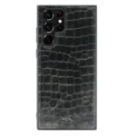 Kajsa Genuine Stone Pattern Croco Leather Case for Galaxy S22 Ultra
