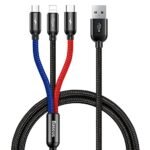 Baseus Three Primary Colors 3-in-1 USB Cable - Micro USB/iOS/Type-C Nylon Braid 3.5A (30 cm)