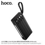 Hoco J155 20000mAh 4-Wire Backup Battery Shine 22.5W+PD20W+light Powerbank - Image 3