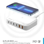 Momax UM28 Q.PLUG BOX GaN 100W Six Outputs Wireless Desktop Charger