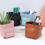 Portable PU Leather Desk Organizer Pen Holder